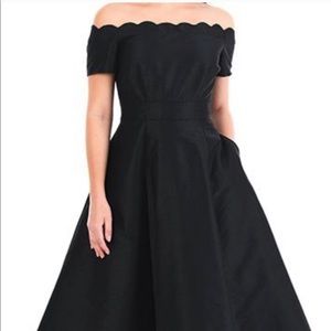 EUC eShakti Scalloped Black Dupioni Dress